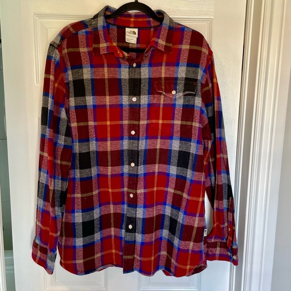 The North Face Red and Blue Plaid Casual Shirt - Picture 1 of 6